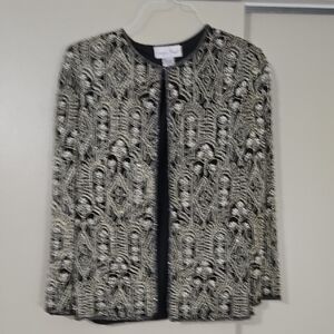 Laurence Kazar Black and Gold Embellished Beaded Jacket Size Medium